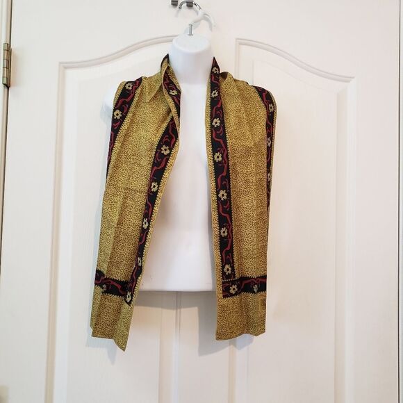 Serge Nancel Gold and Black Patterned Scarf - Picture 1 of 4